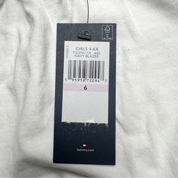 Tommy Hilfiger Girls Logo Red White Blue Short Sleeve Drawstring Romper Sz 4-6x - Picture 2 of 13